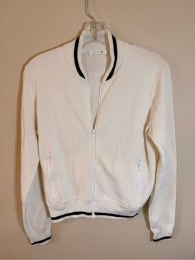 Theory Women's White Bomber Jacket with Contrast Trim